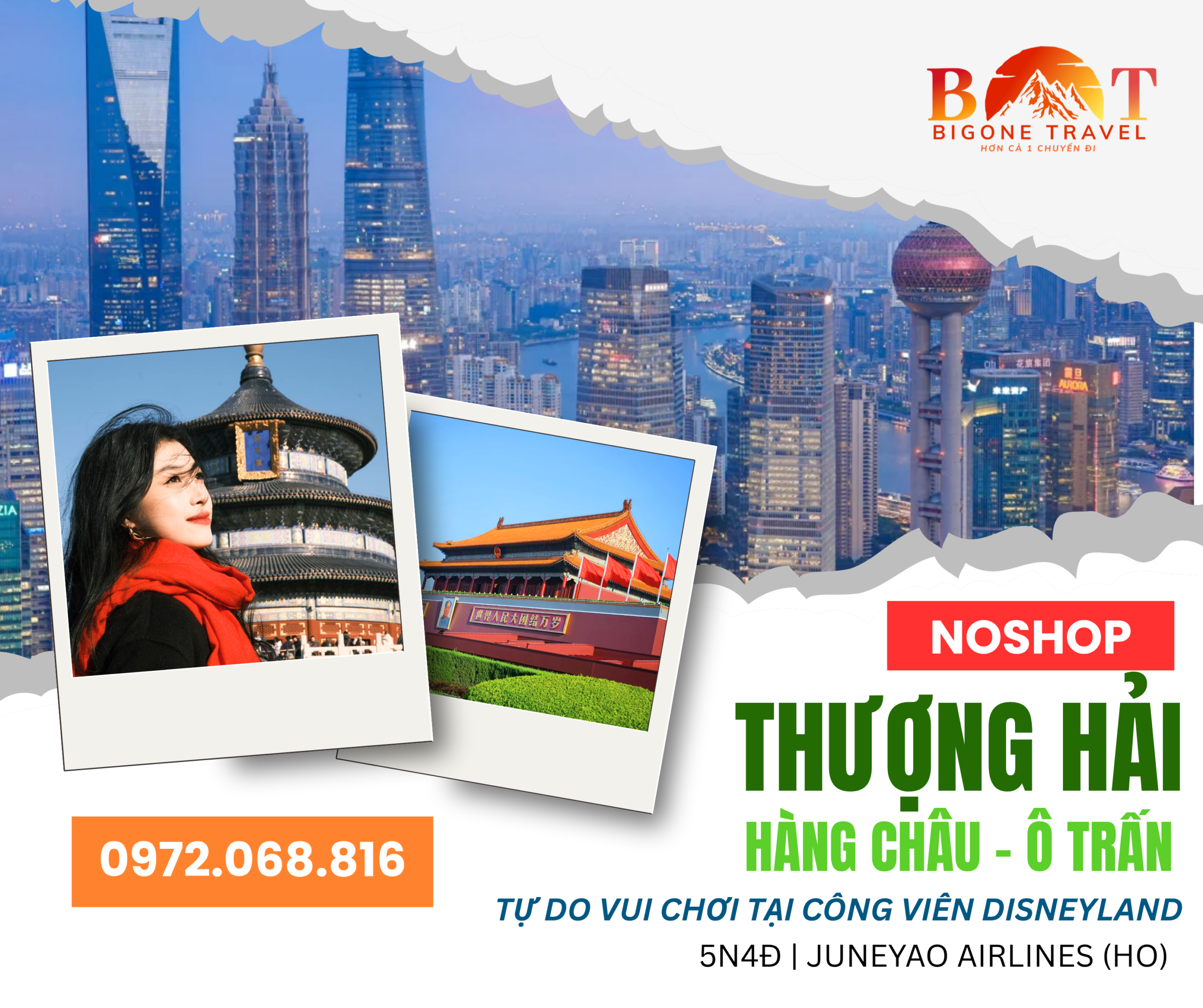 THƯỢNG HẢI – Ô TRẤN – HÀNG CHÂU 6 NGÀY 5 ĐÊM NOSHOP