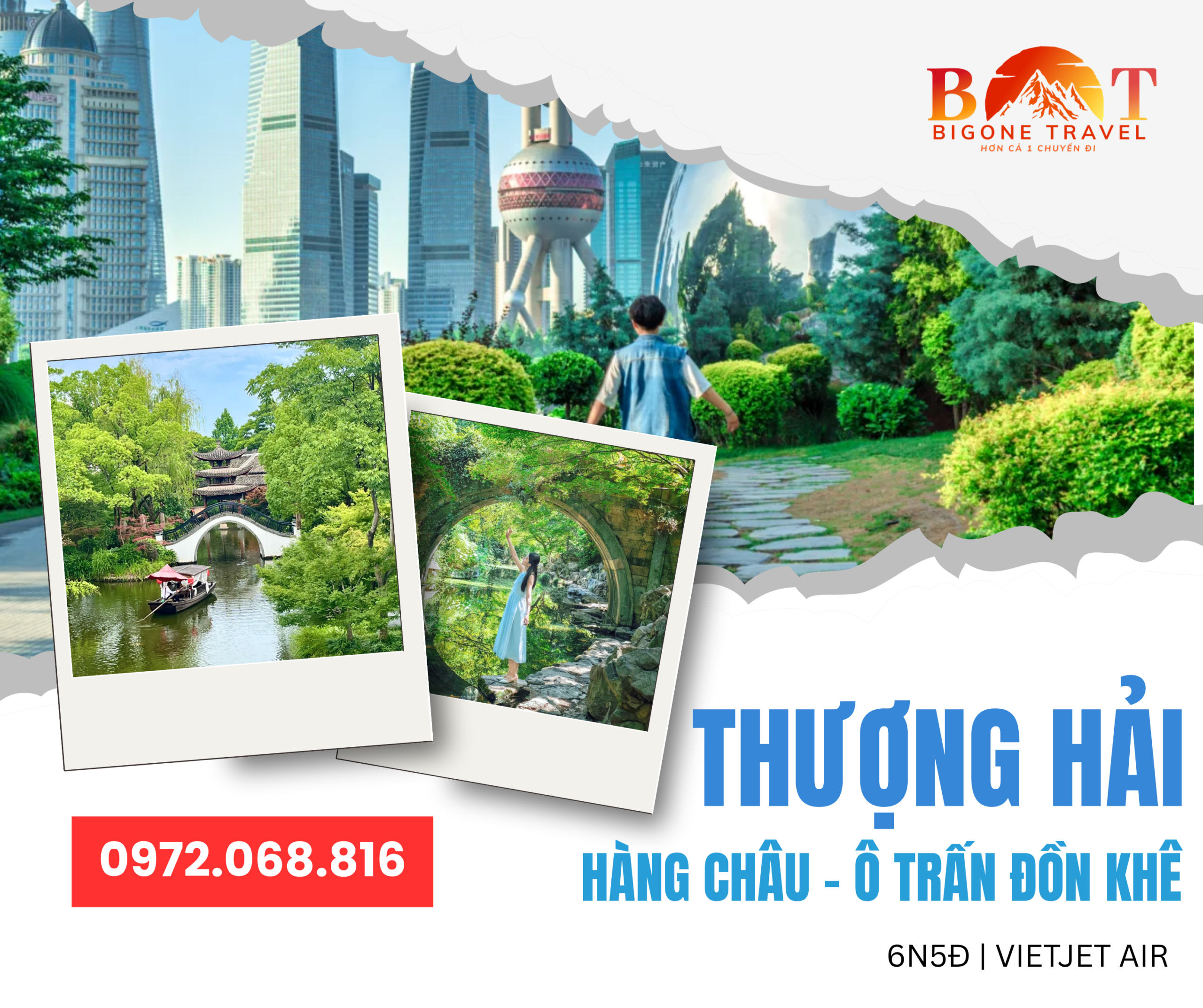 HÀ NỘI – THƯỢNG HẢI – HÀNG CHÂU – Ô TRẤN – ĐỒN KHÊ 6N5Đ